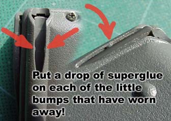 Put a drop of superglue on each of the bumps that have worn away!
